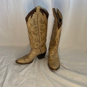 Cowgirl Candy Vintage Boots, Goat Skin, size 7, black brown color, leather